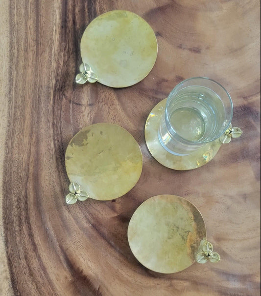 Recycled Bullet Brass 3D Flower Coaster Set of 4 - Rumduol - MAIA HOMES