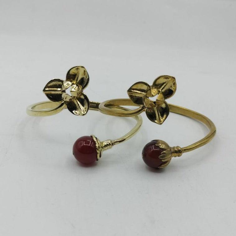 Recycled Bullet Brass Flower Bangle - Pearl Flower