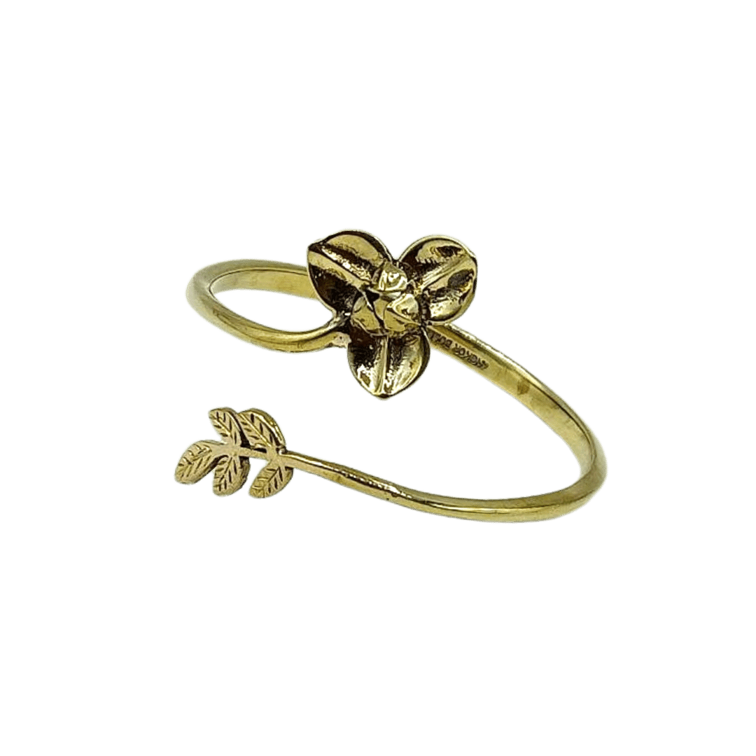 Recycled Bullet Brass Flower Bangle - Rumduol Leaf