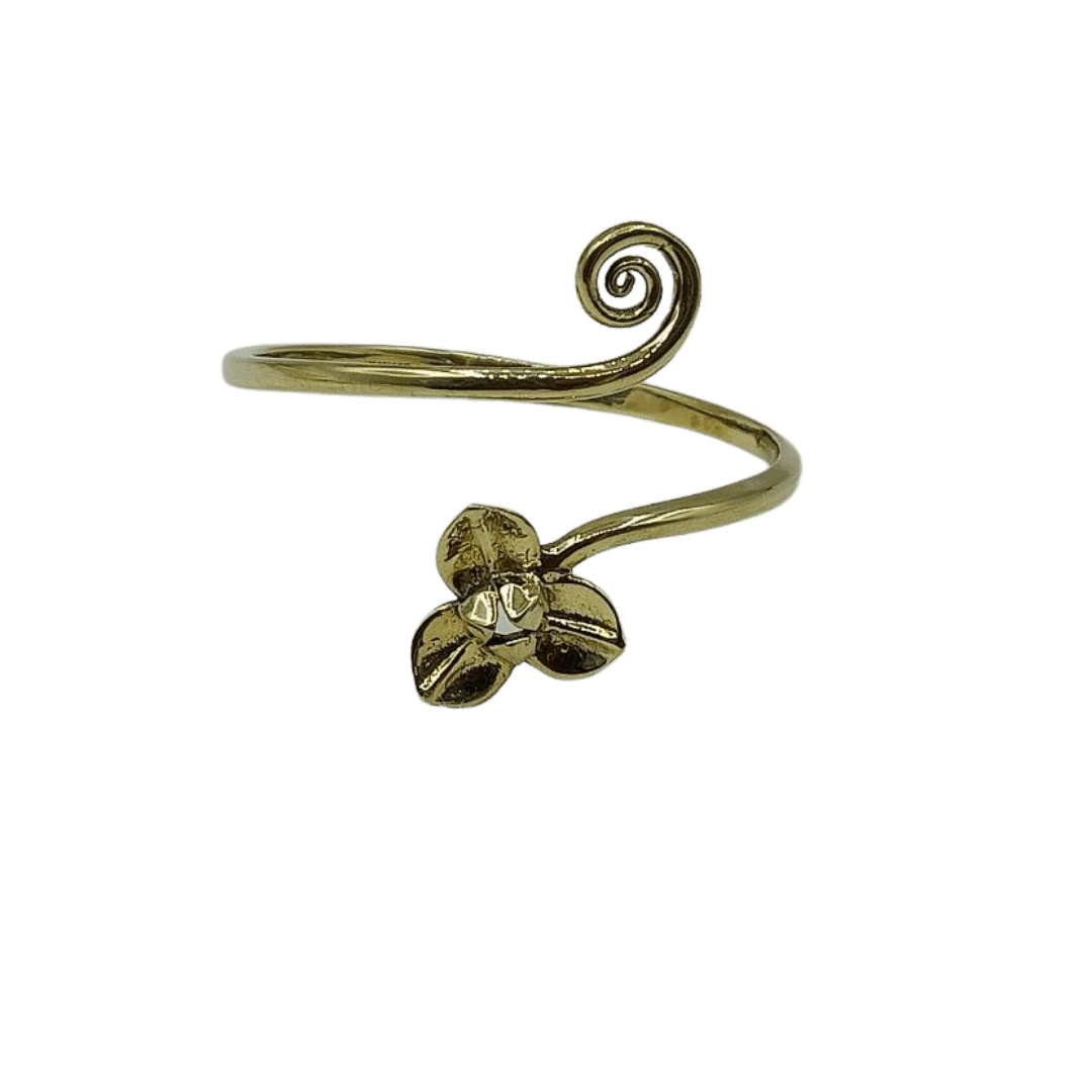 Recycled Bullet Brass Flower Bangle - Swirly Flower