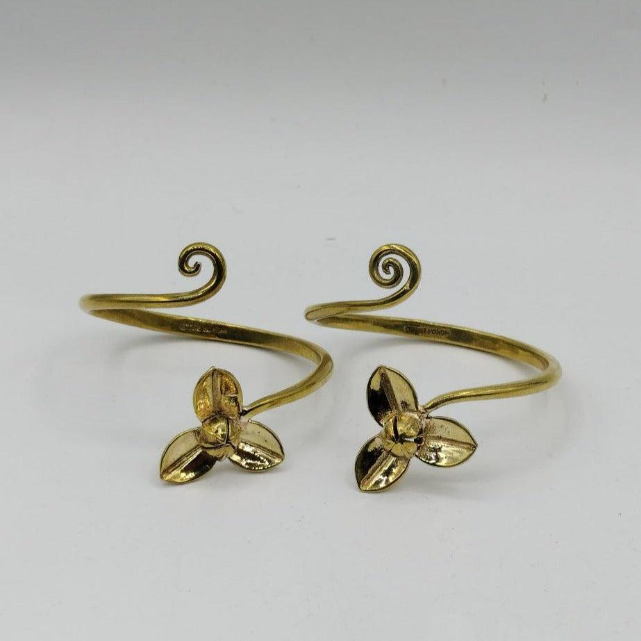 Recycled Bullet Brass Flower Bangle - Swirly