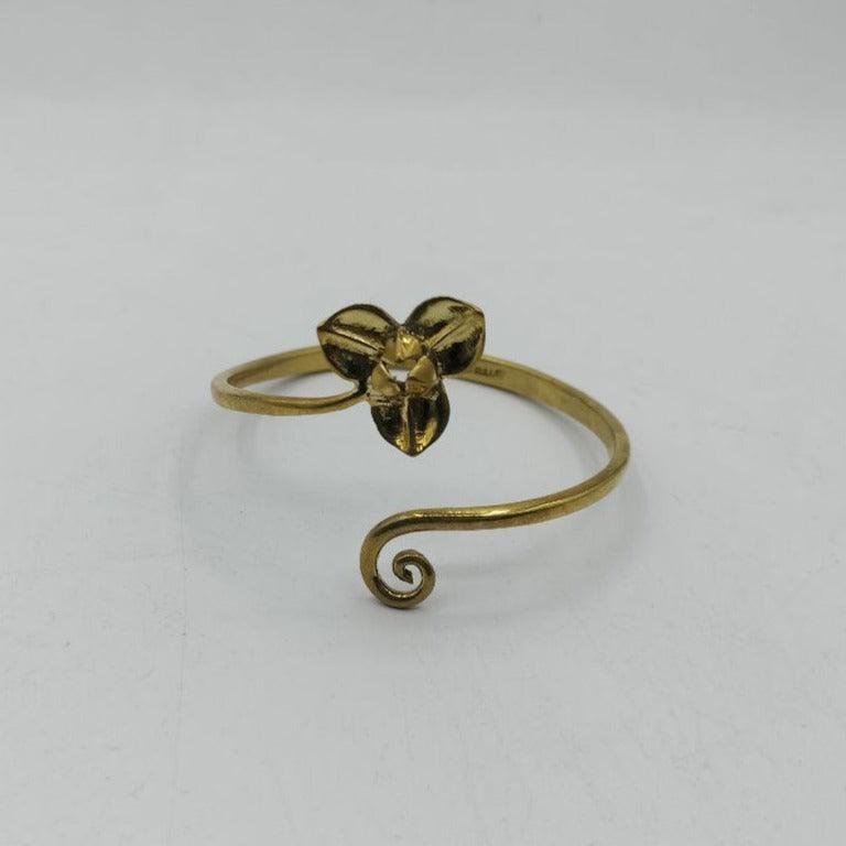 Recycled Bullet Brass Flower Bangle - Swirly