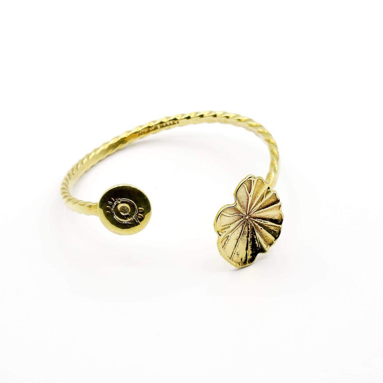 Recycled Bullet Brass Lotus Leaf Bangle Twisted