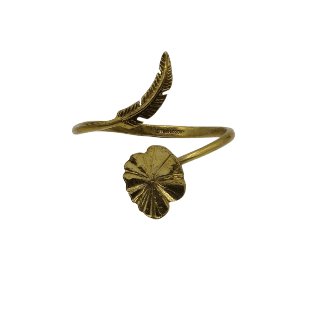 Recycled Bullet Brass Lotus Leaf Bangle - MAIA HOMES