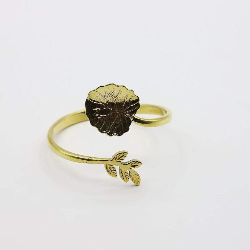 Recycled Bullet Brass Lotus Leaf Bangle Leaf