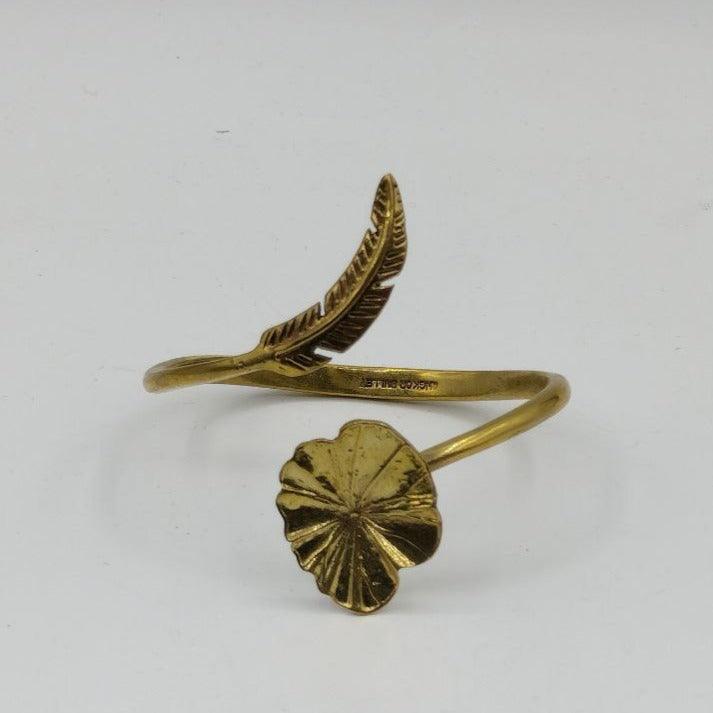 Recycled Bullet Brass Lotus Leaf Bangle - MAIA HOMES