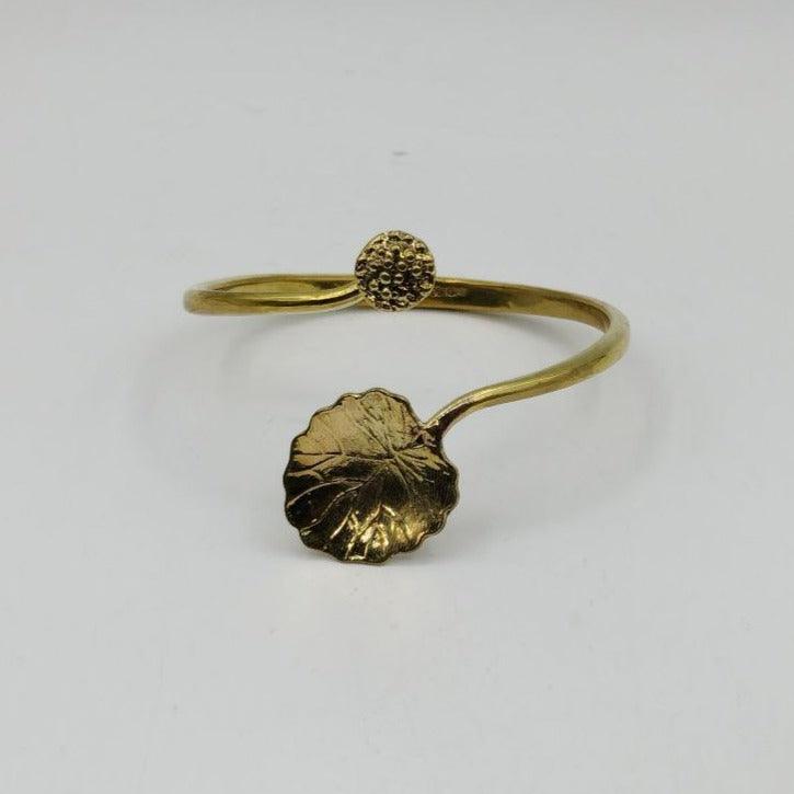 Recycled Bullet Brass Lotus Leaf Bangle