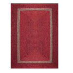A beautifully crafted red and gray braided jute area rug, ideal for enhancing the decor of dining rooms, bedrooms, or any living space. This stylish rug features a simple yet elegant design, perfect for use as a dining room carpet or a versatile addition to living room and dining room rugs.