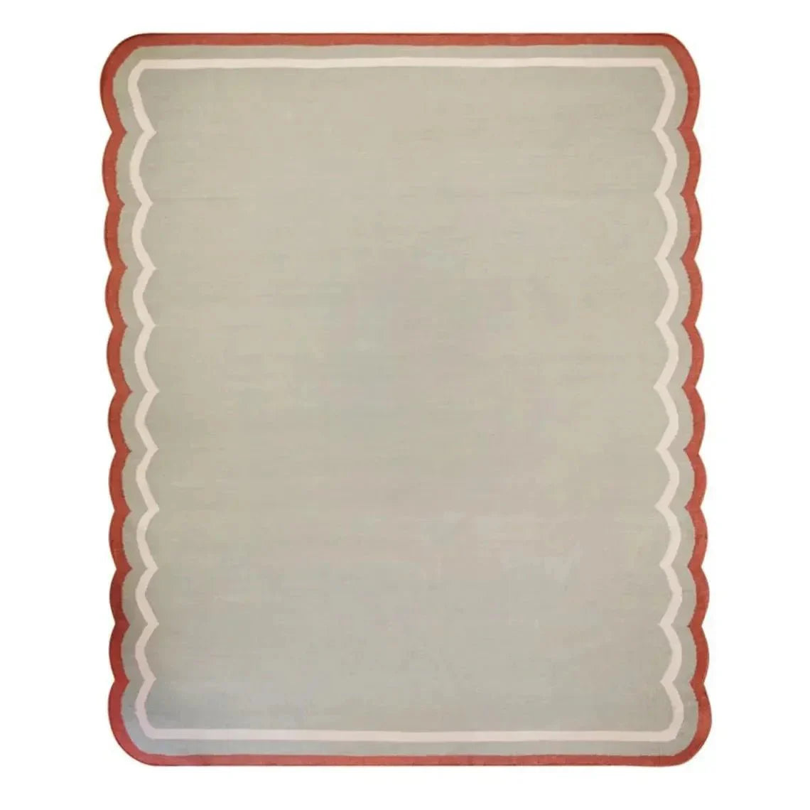 Red and Gray Scallop Cotton Rug