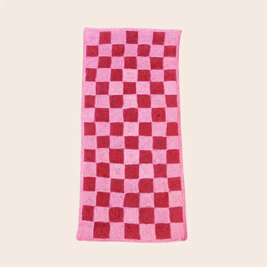 Red Checker Jute Rug