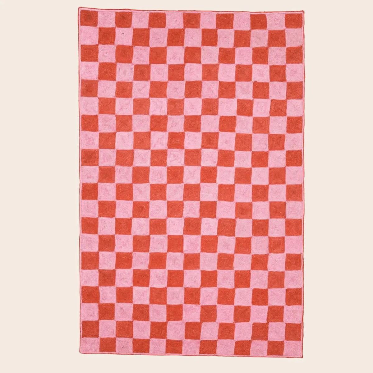 Red Checker Jute Rug