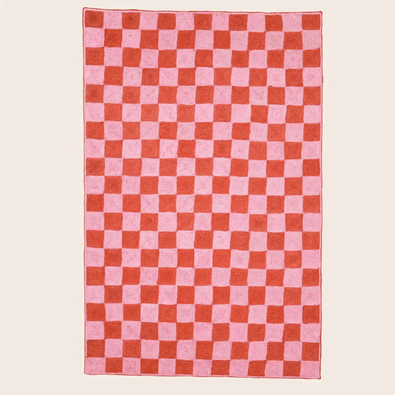 Red Checker Jute Rug
