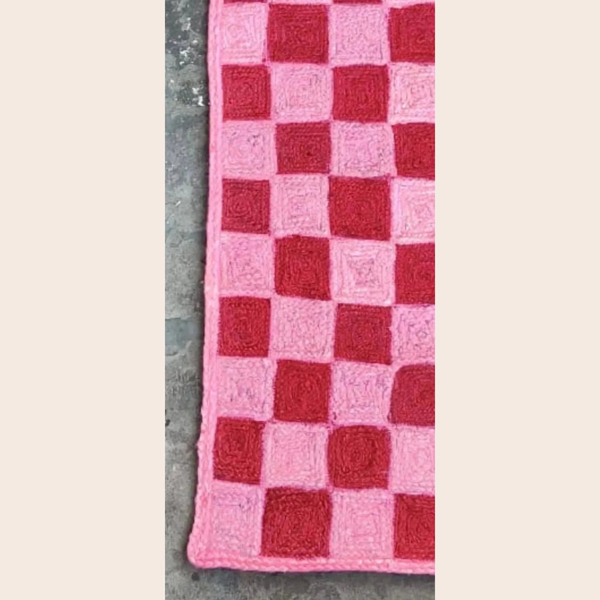 Red Checker Jute Rug