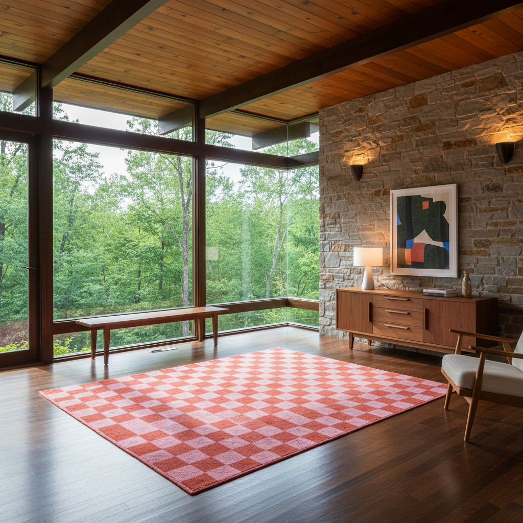Red Checker Jute Rug