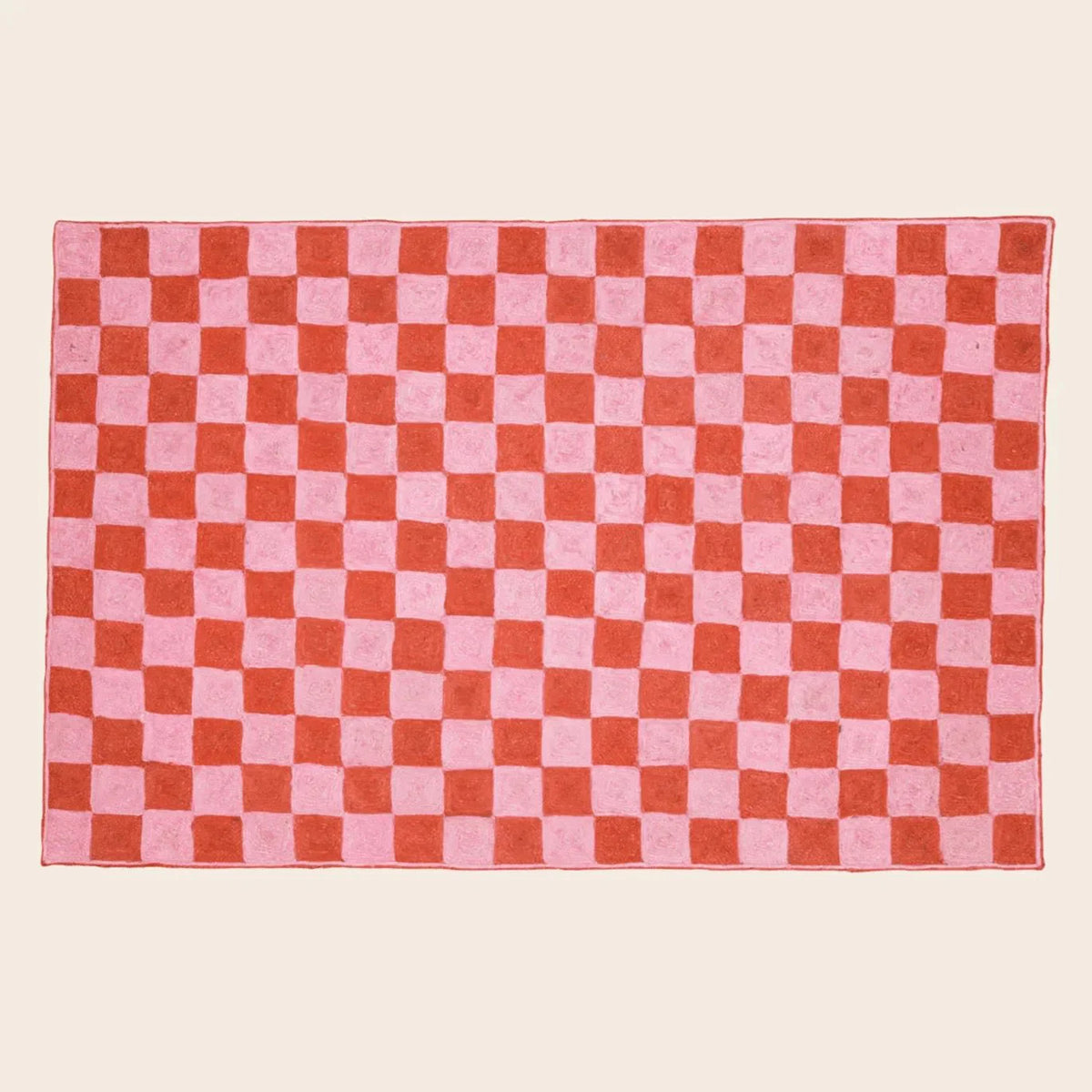 Red Checker Jute Rug