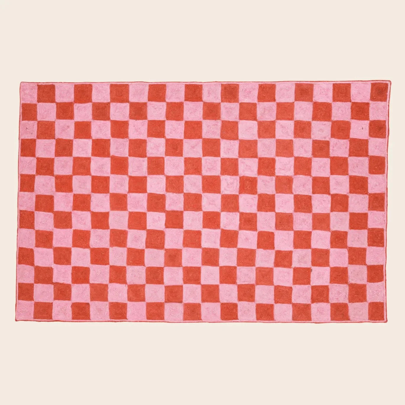 Red Checker Jute Rug