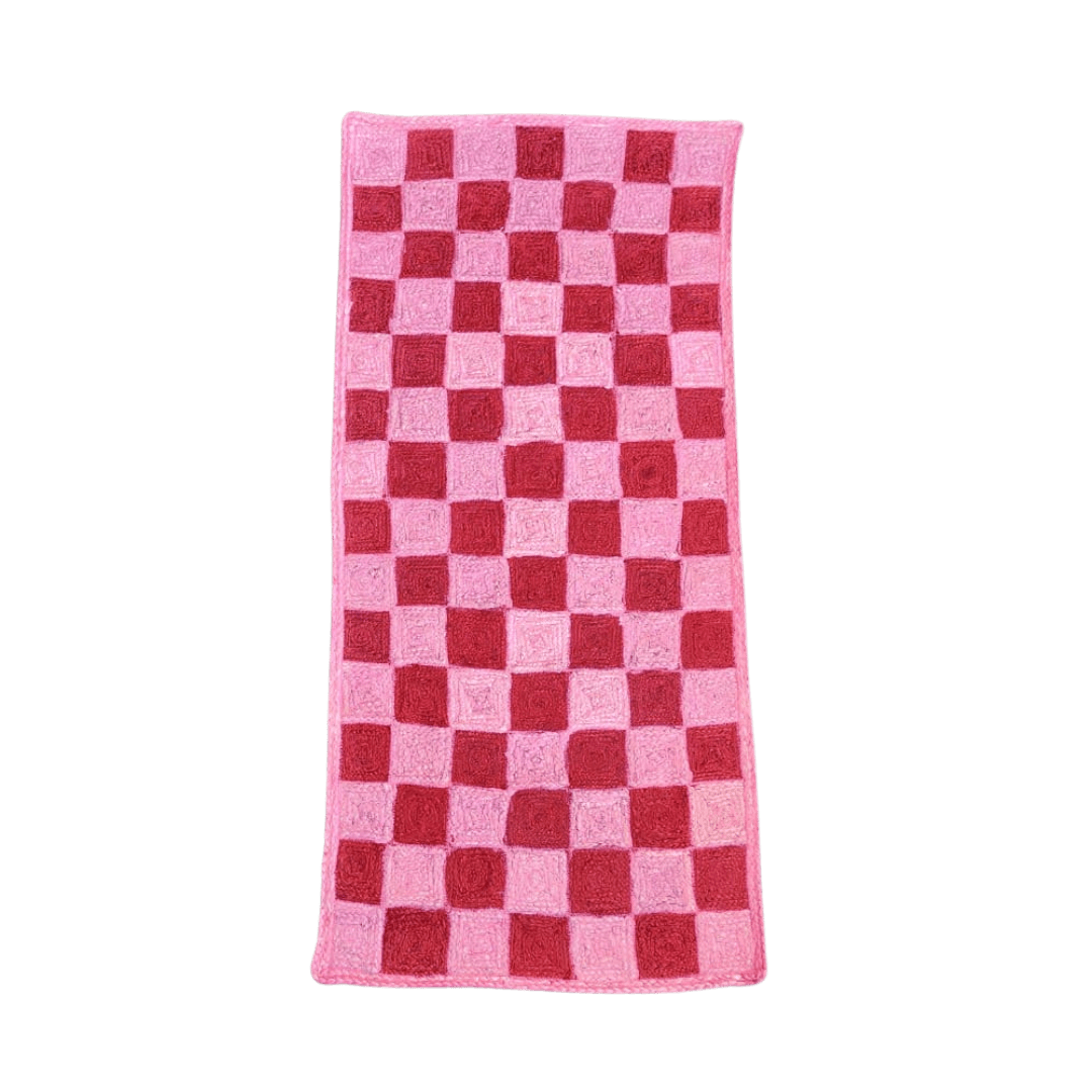 Red Checker Jute Rug - MAIA HOMES