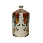 Red Floral Lina Cavalieri Ceramic Aromatherapy Candle Jar with Lid