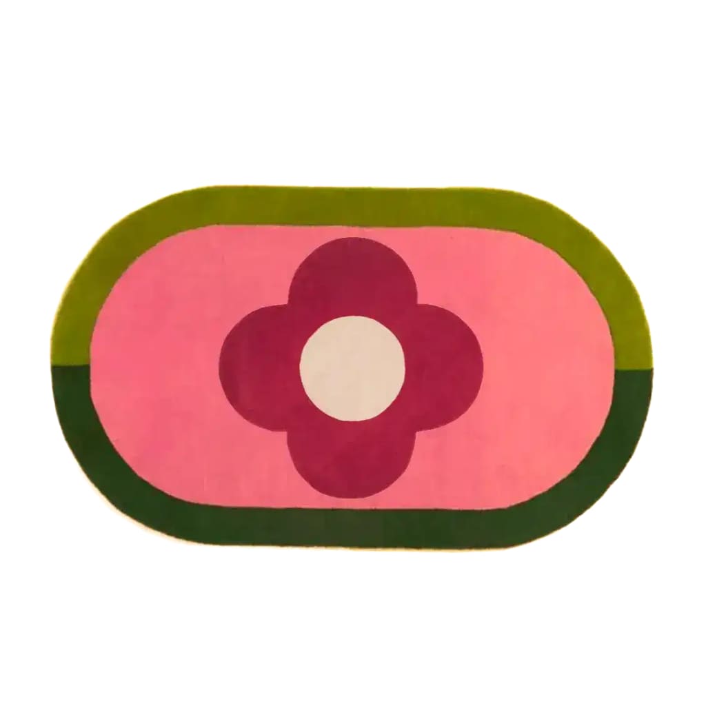 A vibrant red flower hand-tufted wool area rug featuring a bold floral design, perfect for adding a pop of color to dining rooms or bedrooms. This eye-catching rug serves as an elegant dining room carpet or a cozy wool rug for the bedroom.