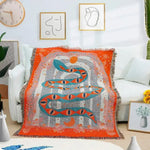 Red Magic Eye Snake Tapestry with Fringes