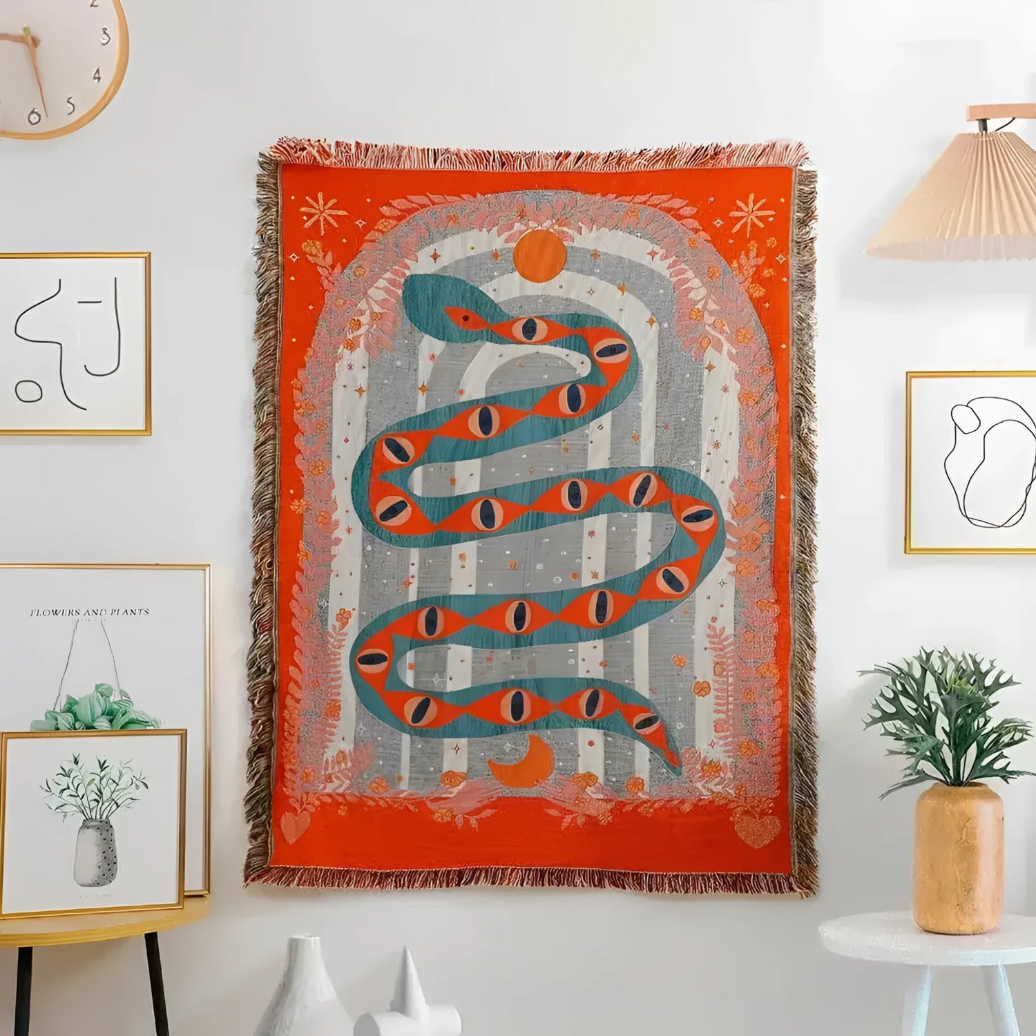 Red Magic Eye Snake Tapestry with Fringes Default Title