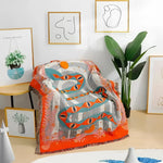 Red Magic Eye Snake Tapestry with Fringes