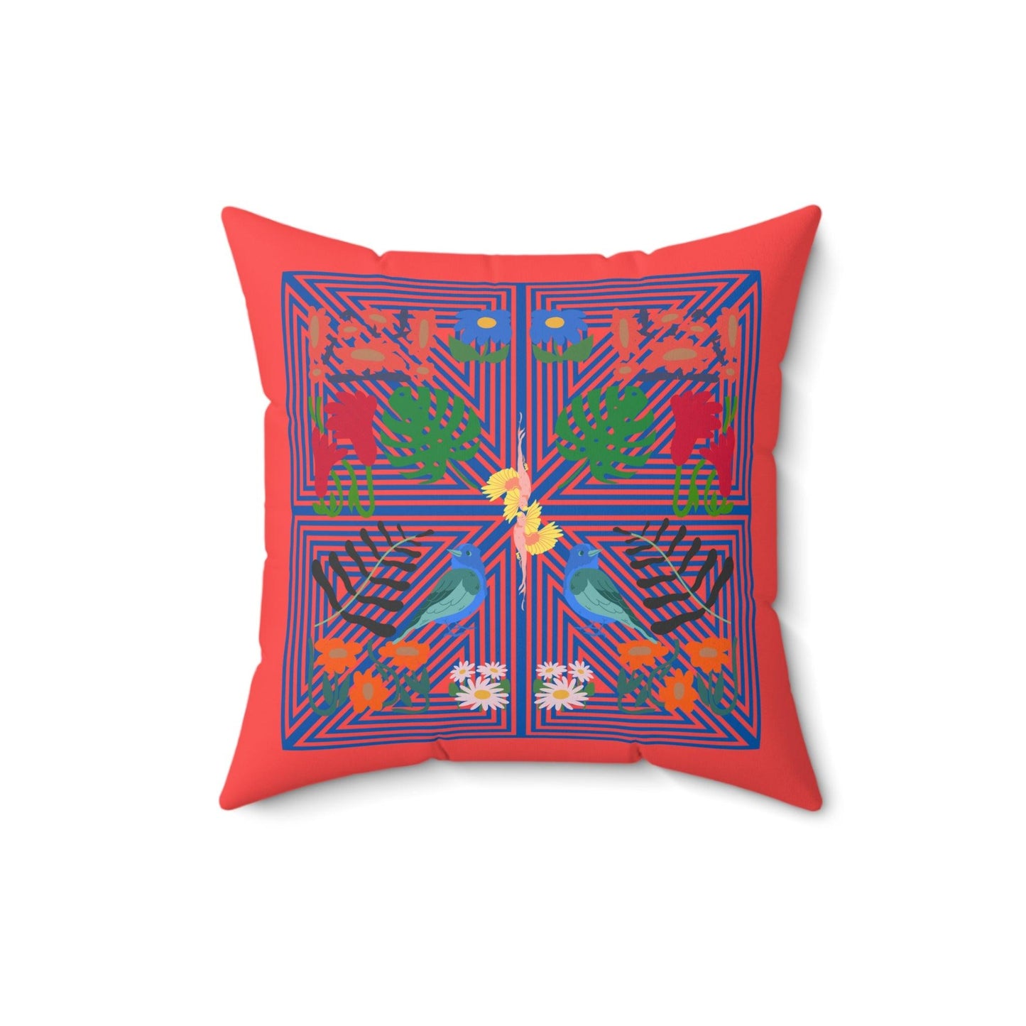 Red Nature Paradise Printed Throw Pillow - MAIA HOMES