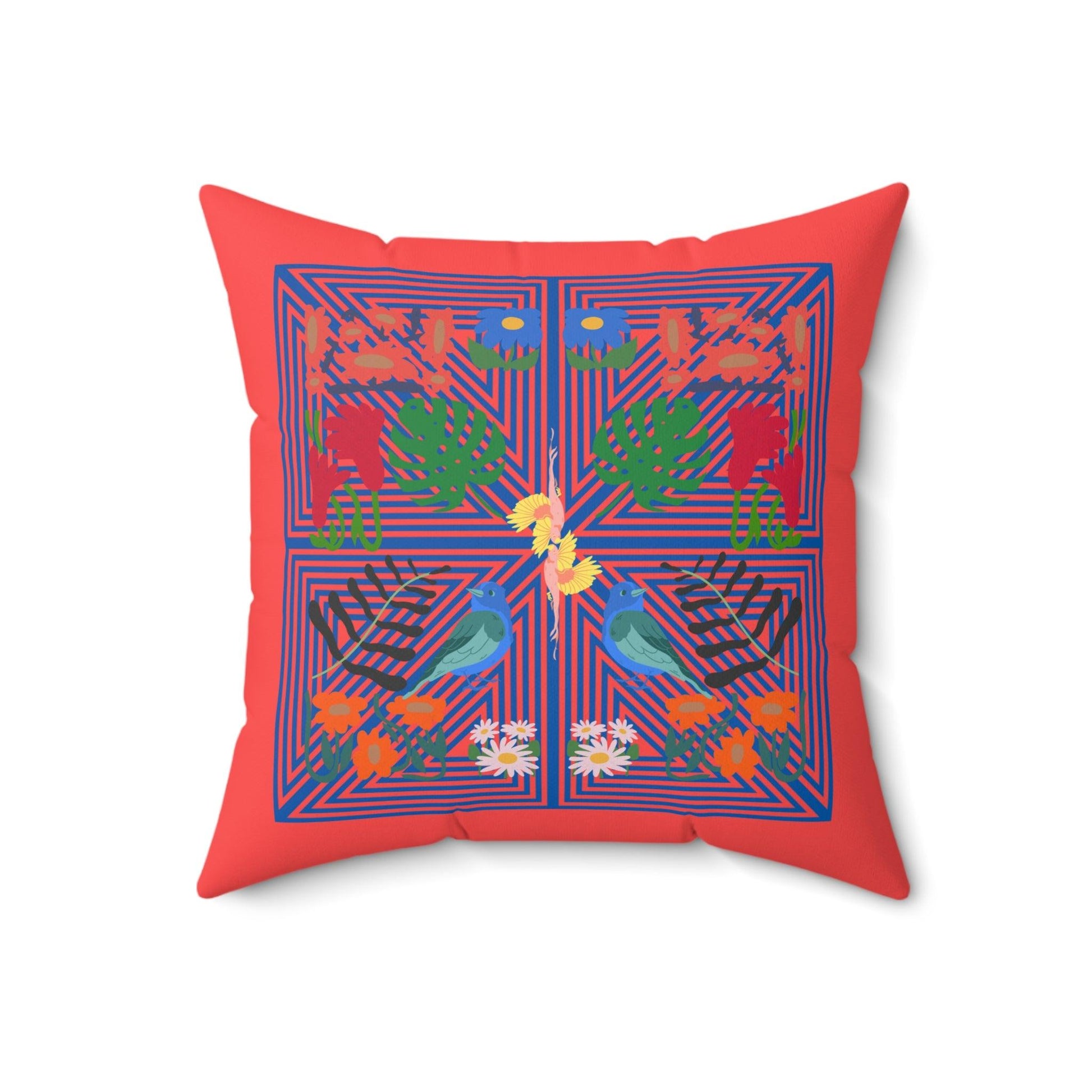 Red Nature Paradise Printed Throw Pillow - MAIA HOMES