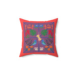 Red Nature Paradise Printed Throw Pillow