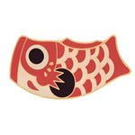 Red Oriental Fish Door Mat Red 14.6" x 27.6" (37 x 70 cm)