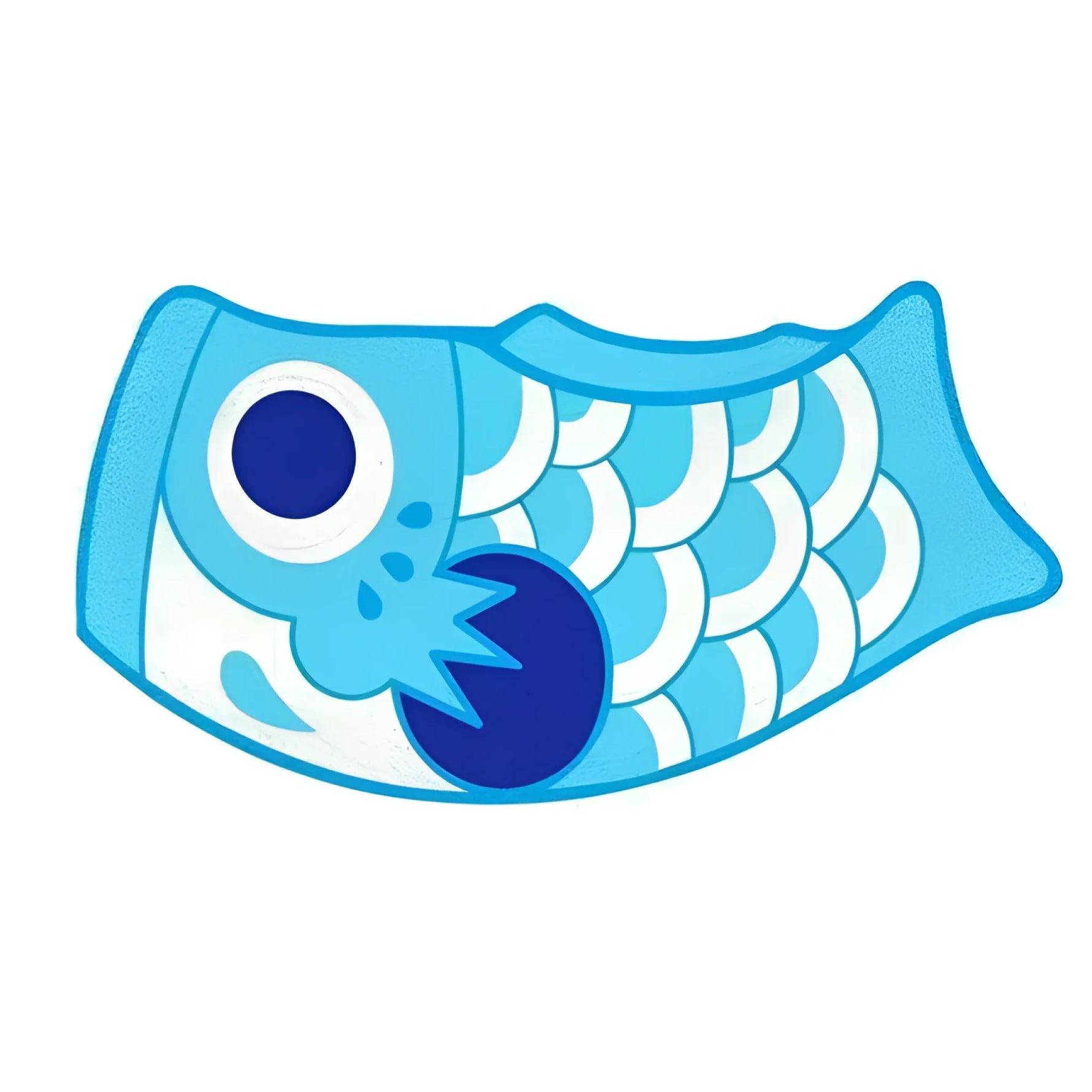 Red Oriental Fish Door Mat Blue 14.6" x 27.6" (37 x 70 cm)