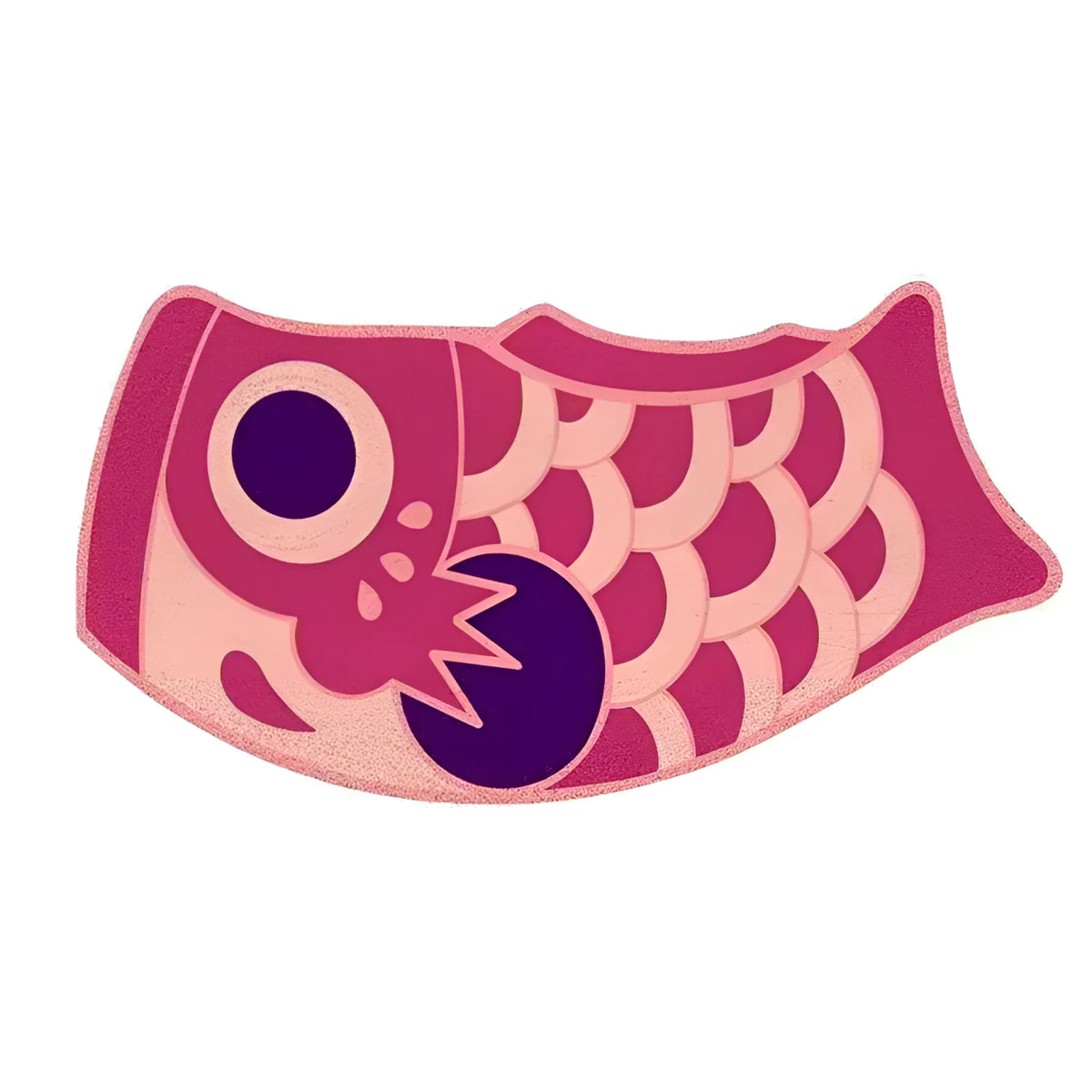 Red Oriental Fish Door Mat Pink 14.6" x 27.6" (37 x 70 cm)
