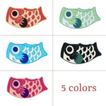 Vibrant collection of Red Oriental Fish Door Mats in five different colors, ideal as a unique Area Rug for living room spaces. These playful fish-shaped rugs add a whimsical touch to your decor, perfect for living room area rugs or larger spaces like living room rugs 8x10.