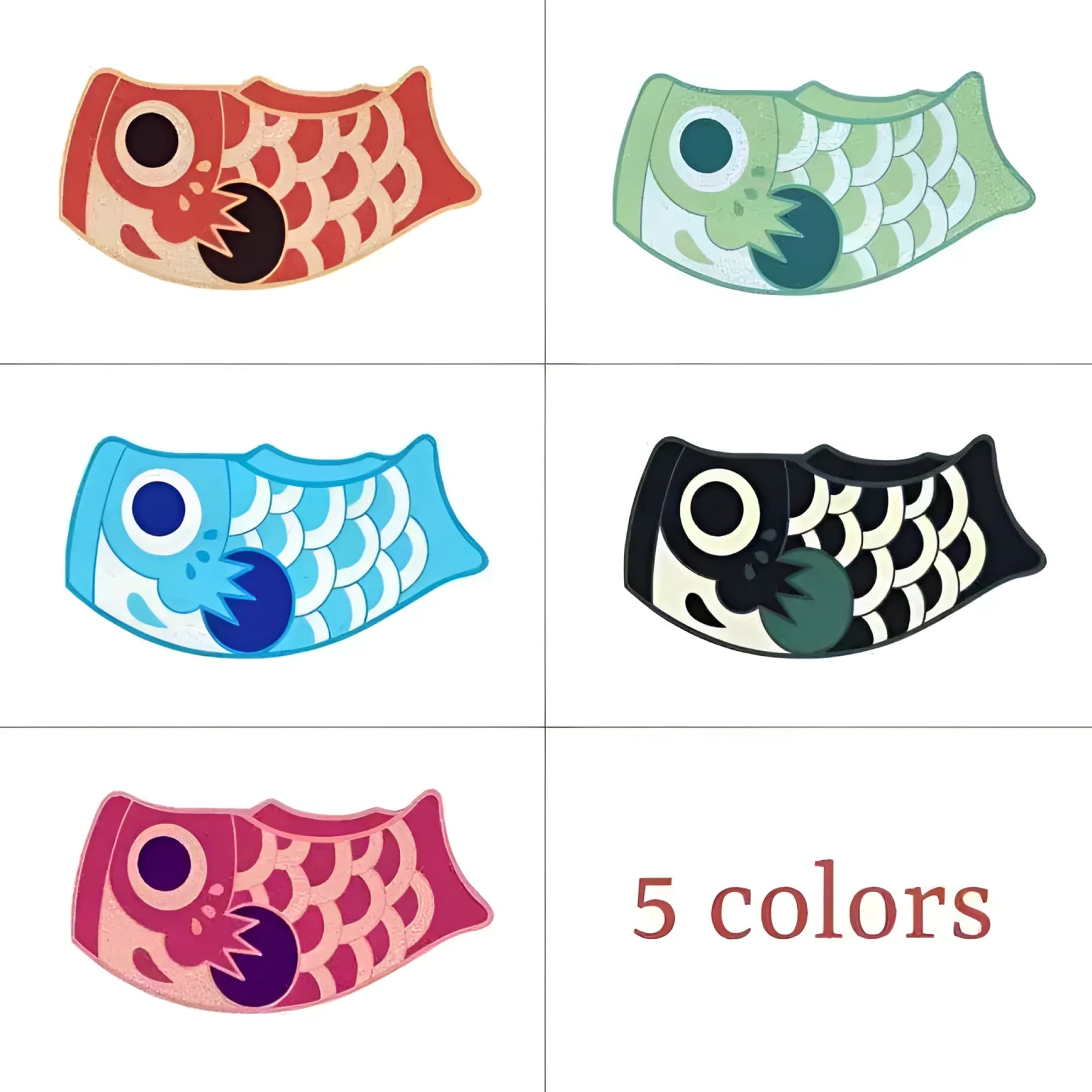 Vibrant collection of Red Oriental Fish Door Mats in five different colors, ideal as a unique Area Rug for living room spaces. These playful fish-shaped rugs add a whimsical touch to your decor, perfect for living room area rugs or larger spaces like living room rugs 8x10.