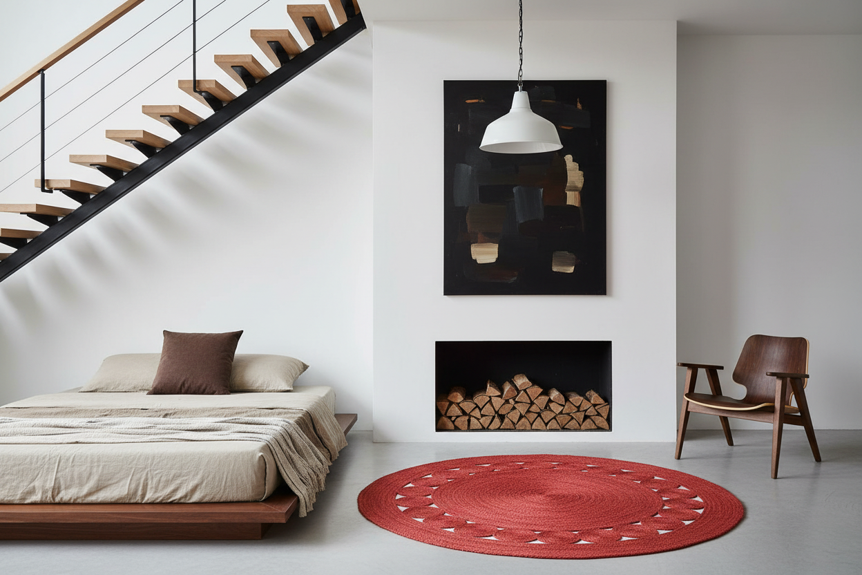 Red Round Jute Rug