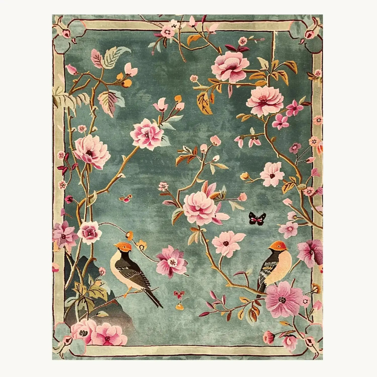 Regal Aviary Frame Hand Tufted Rug 7 x 9 ft - MAIA HOMES