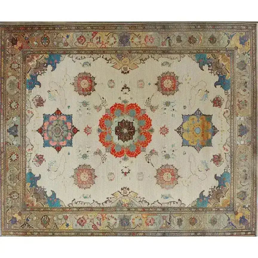 The Regal Blossom Medallion Hand Knotted Area Rug showcases a stunning vintage design, perfect for large living rooms. With intricate Persian-inspired patterns and a harmonious blend of colors, this rug adds elegance and charm to any space.