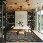 A beautifully styled living room showcasing a vintage hand-knotted area rug. The rug features intricate floral patterns, adding elegance and warmth to the space. Perfect for those seeking exquisite living room area rugs with a touch of vintage charm.