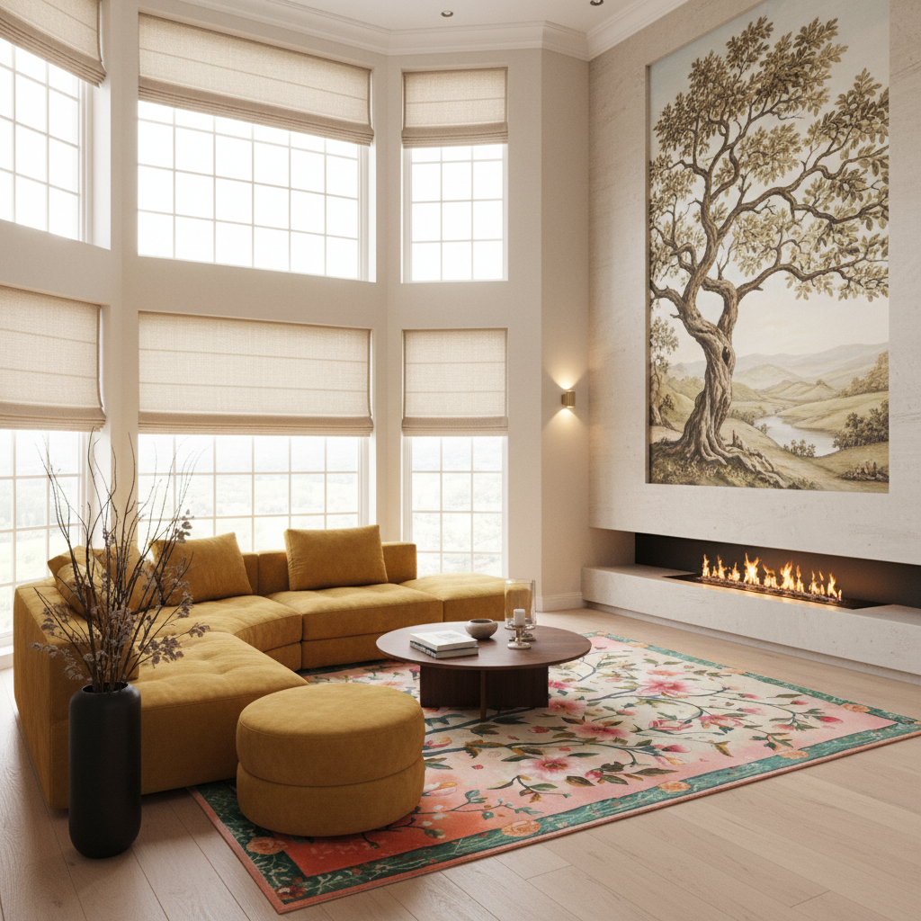 Regal Floral Frame Hand Tufted Rug