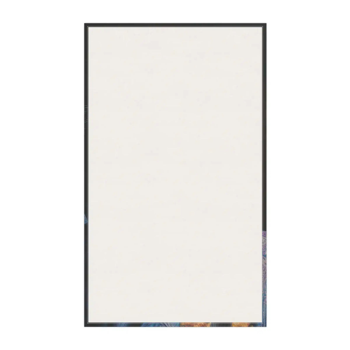 Plain white rectangular cotton kitchen towel flatlay with dark border — blank panel Regal Rebel Couture Monkey Cotton Kitchen Towel reverse side