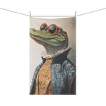 Regal Reptile Renaissance cotton kitchen towel full portrait crocodile baroque coat sunglasses hanging