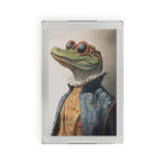 Regal Reptile Renaissance Serving Tray front view featuring crocodile in orange-rimmed sunglasses and blue baroque jacket with white lace collar