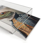 Regal Reptile Renaissance Serving Tray close-up side view showing crocodile print inside clear acrylic tray with handle