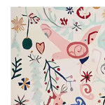 This vibrant area rug, titled 'Reindeer Play Parade Hand Tufted Rug', features a whimsical design with playful abstract reindeer and festive motifs. The wool rug is perfect for adding a touch of charm to your living room decor. Ideal for those seeking unique and colorful area rugs for the living room.