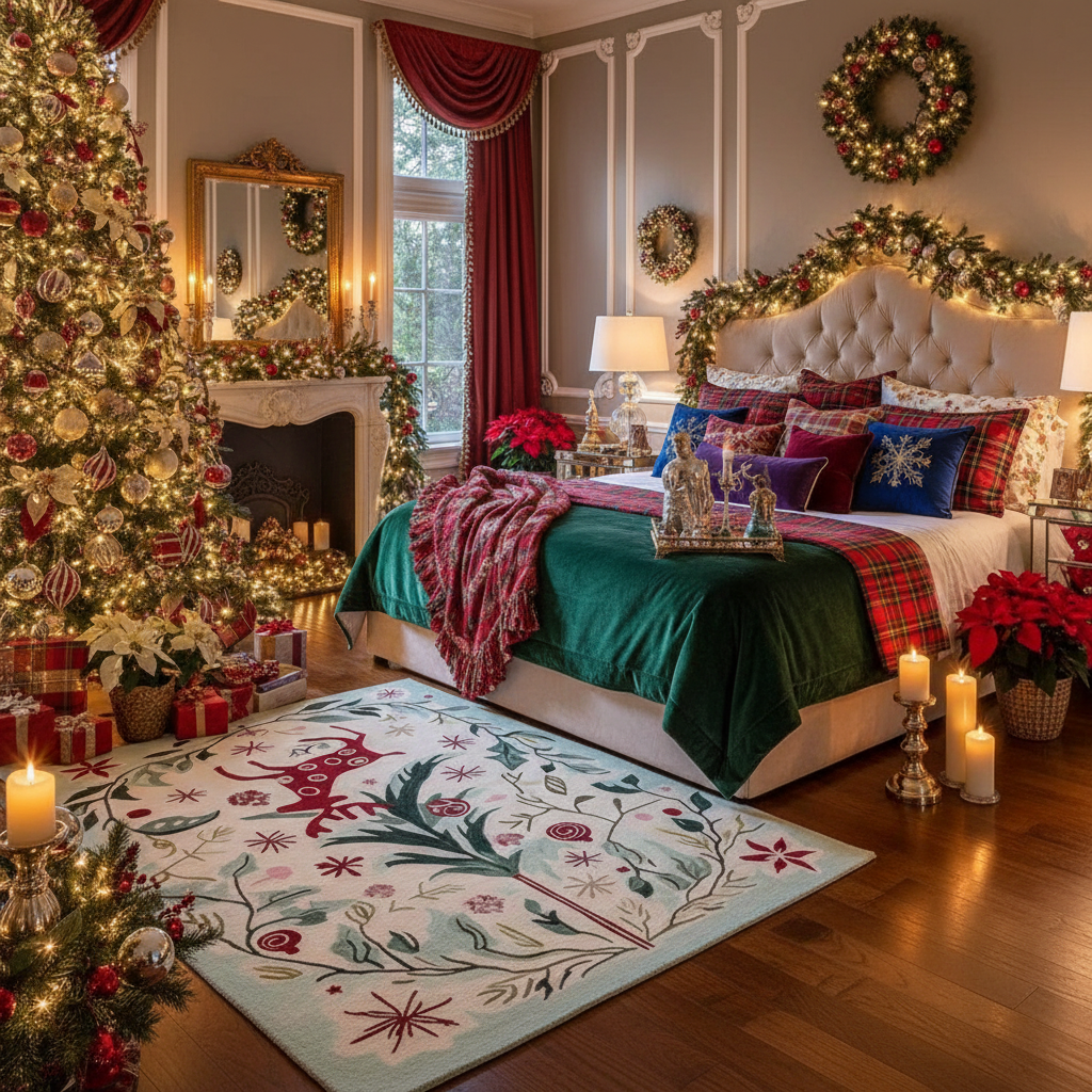 Reindeer Star Spell Hand Tufted Rug