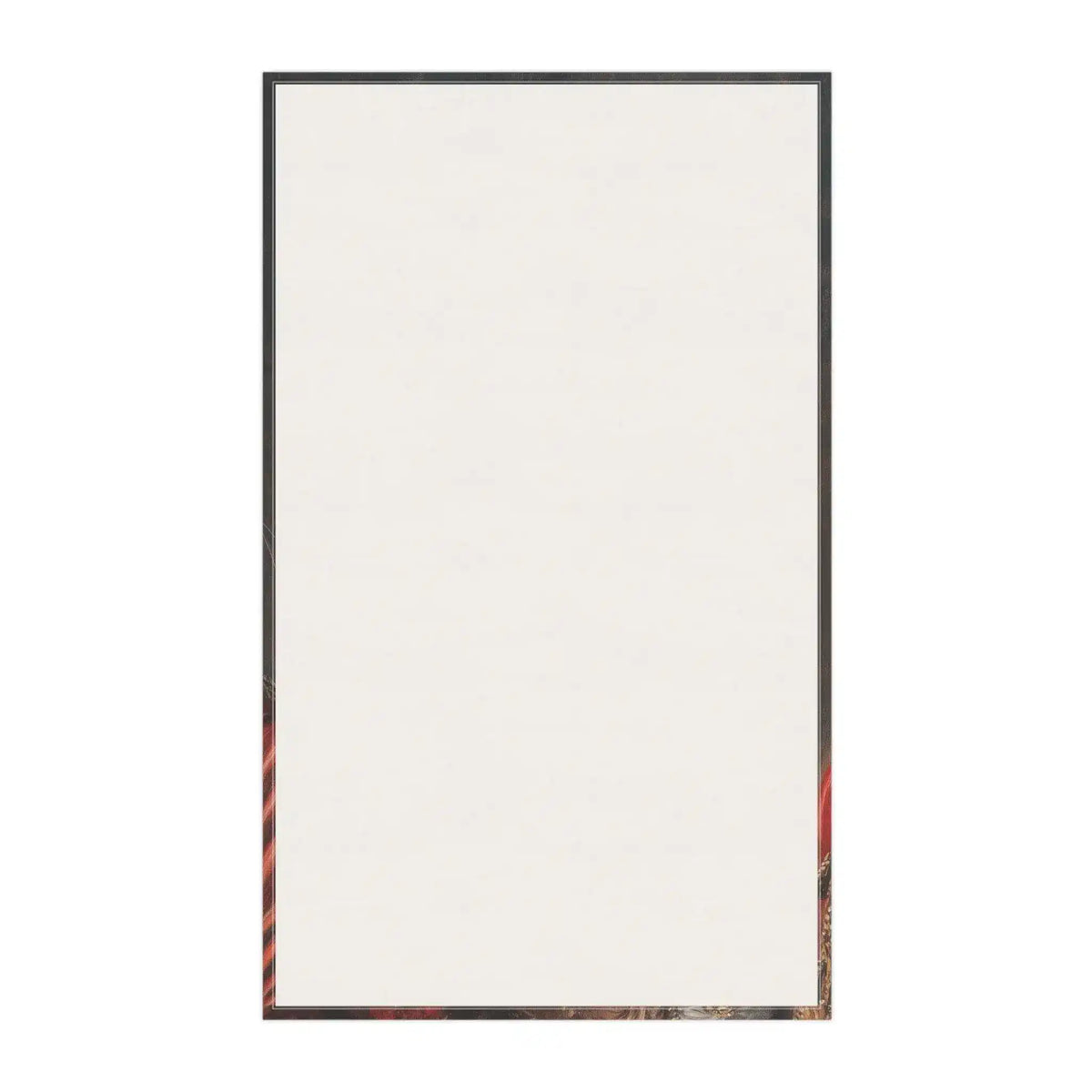 Renaissance Cat in Couture Luxury Cotton Kitchen Towel reverse blank side, plain white cotton with thin dark border, product template view