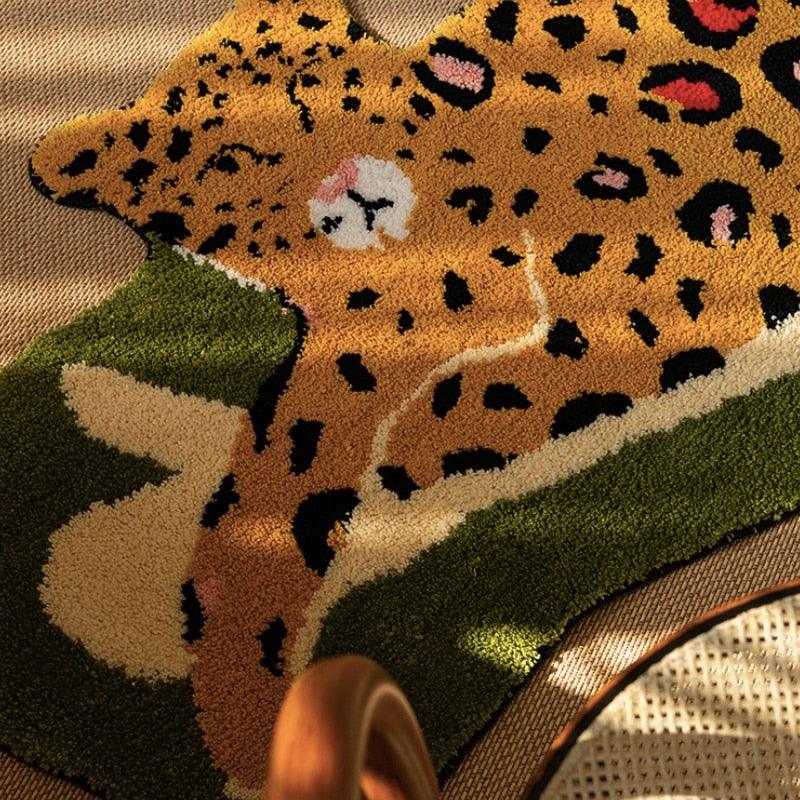 Resting Leopard Animal Shape Bath Mat