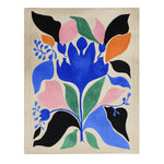 This vibrant area rug showcases a bold abstract floral design with rich blues, pinks, and greens, set against a neutral background. Perfect for adding a contemporary touch to living room spaces, this hand-tufted wool rug combines style and comfort, making it an ideal choice for area rugs in modern interiors.