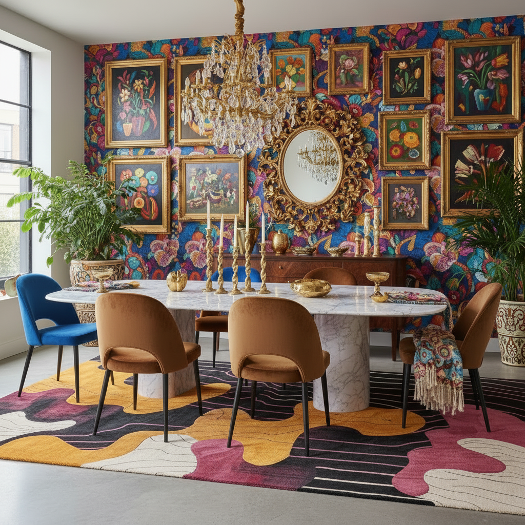 Retro Graphic Whirl Hand Tufted Rug