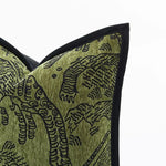 Retro green tiger patterned jacquard cushion cover, perfect for adding a bold touch to your throw pillow collection.